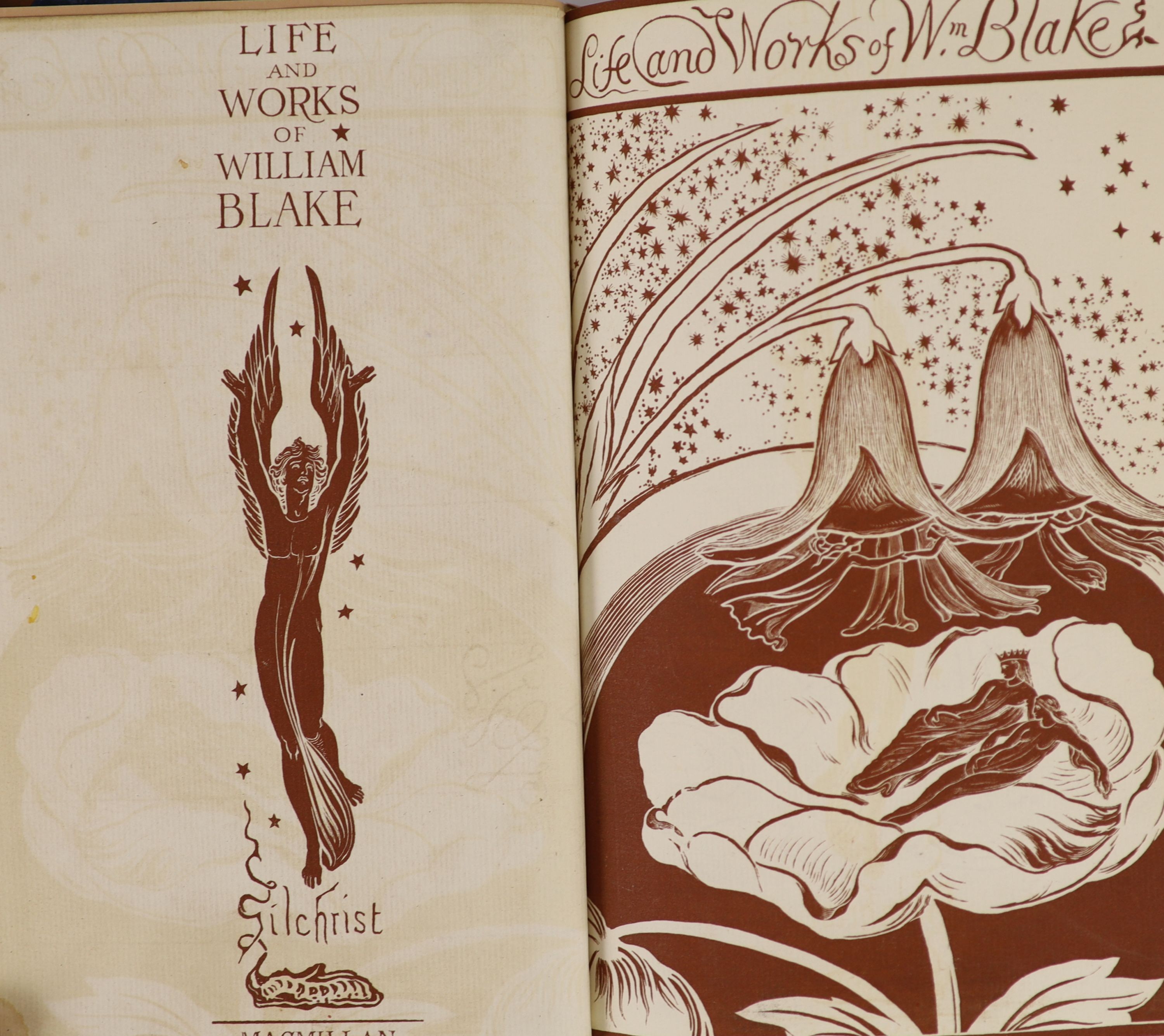 Gilchrist, Alexander- Life of William Blake, 2 vols, 2nd edition, rebound half calf with marbled boards, Macmillan, London, 1880